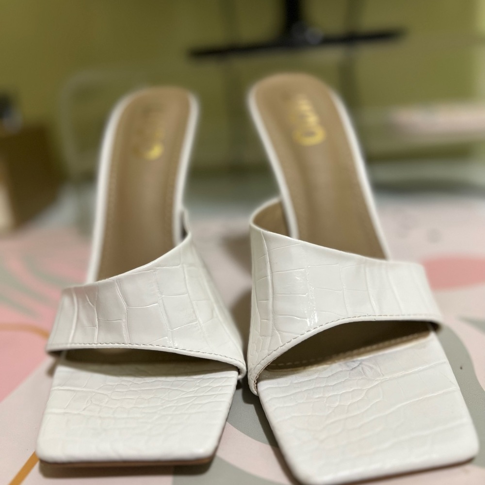 White Open Toe Heels size 8
